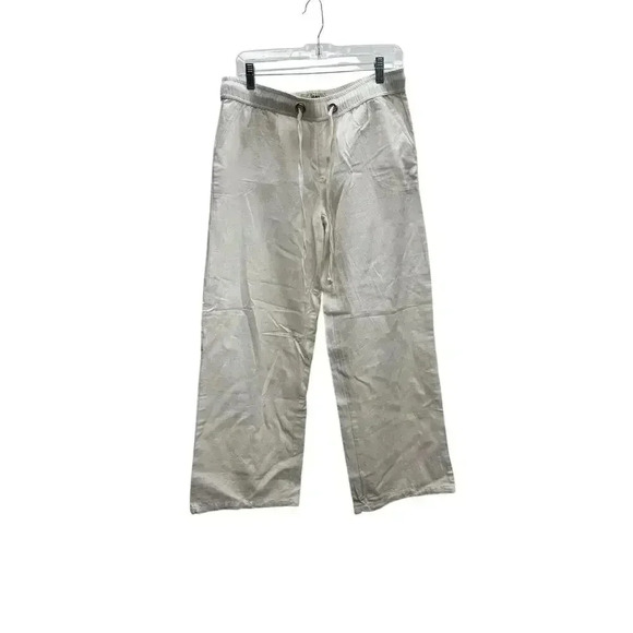 LAGACI White Linen Wide leg Drawstring Pants Side & Back Pockets Size M - Picture 6 of 10